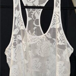 Fabletics White Lace Tank Top